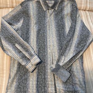 Tommy Bahama Blue and White Mens Plaid Shirt